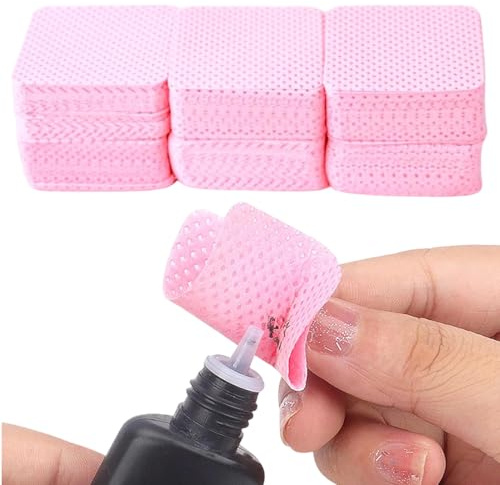 BEPSYOM 300 Lingettes Non Pelucheuses pour Ongles, Pads Démaquillants pour Vernis à Ongles, Lingettes pour Cleaner et Ongles en Gel, Coton Démaquillant Rose