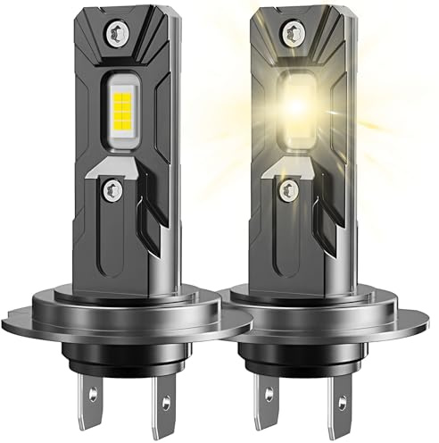 2PCS H7 LED Headlight Bulb Canbus, 6000K White H7 LED Lights for 12V/24V Car Hi/Lo Beam, 45W Super Bright, 1:1 Mini Size High Efficiency Cooling System, Plug and Play, IP68 Waterproof for Truck Lorry