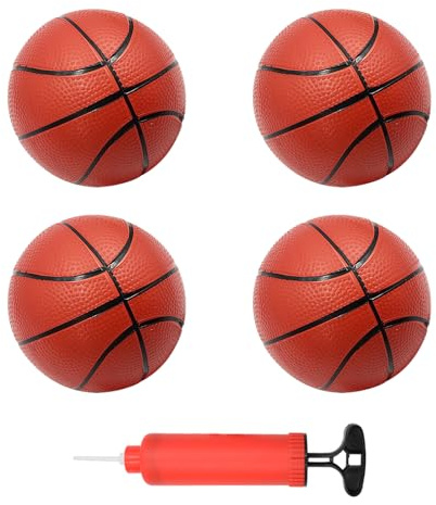 Coriver Mini Basketball- 4 Stück Kleine Aufblasbare Basketball Klein mit Pumpe, 14cm Poolbälle Beach Balls für Party Indoor Outdoor Spiel, Sportspiel für Kinder und Erwachsene