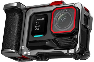BRDRC Kit di Impugnatura per Insta360 Ace Pro 2 / Ace Pro (con Gabbia), Bundle Supporto Impugnatura con Attacco di Espansione con Pulsante di Scatto, Sgancio Rapido, Slitta Fredda per Accessori Insta