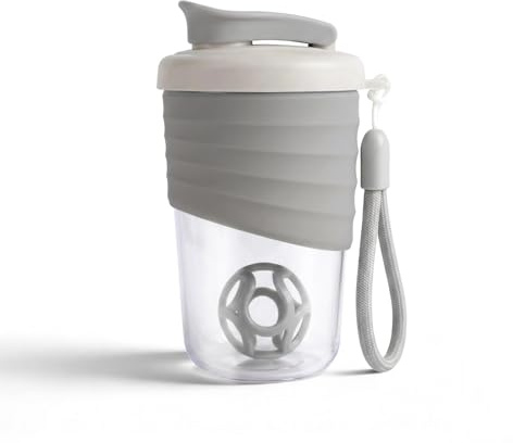 X SIM FITNESSX Protein Shaker flaska liten shaker med mixerboll 530 ml (grå)