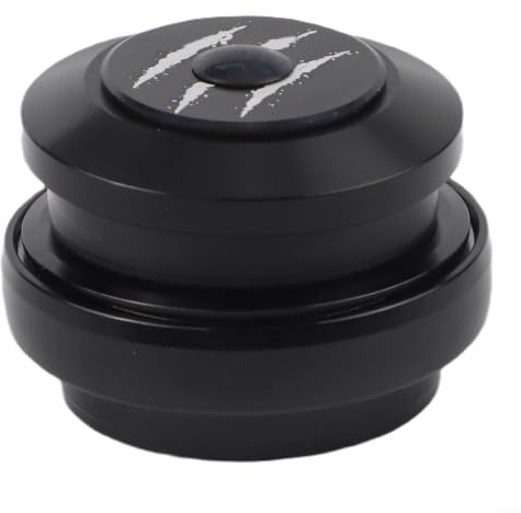 Set sterzo per bicicletta fresato CNC in lega di alluminio con doppio cuscinetto per tubo sterzo da 44 mm e forcella 28,6 mm superiore e 39,8 mm inferiore in nero robusto leggero (E)
