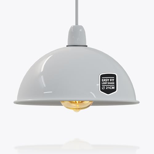 Pendant Light Fixture Vintage Style Industrial Metal Ceiling Pendant Shade Lightning E27 for Kitchen Bar Hotel and Dining Rooms (Dome - White)
