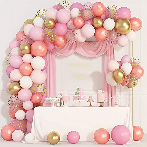 144 Stück Rosa Luftballons Girlande, Ballongirlande Party Dekoration, Rosa Latexballon, Silber, Latex, mit Silbernen Ballons, Ballonkonfetti, für Babyparty, Geburtstag, Hochzeit, Partydekorationen