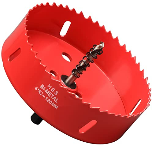 Lochsäge 120 mm, Bimetall Schnitttiefe HSS M 42 Lochschneider zum Schneiden von Holz, Kunststoff, Trockenbau, Gipskarton und weichem Metallblech