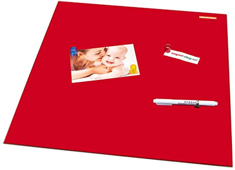 magnets4you Glas-Magnettafel/Magnetboard mit Stift und Magneten Rot | 45 x 45 cm | beschreibbar | für Küche, Wohnen und Büro…