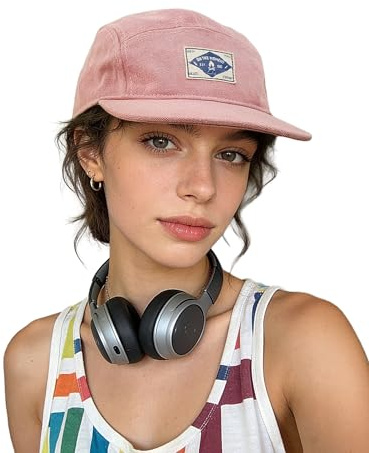 Clakllie Casquette de baseball en coton délavé à 5 panneaux à bord plat classique pour homme, casquette de camionneur, casquette de camping réglable unie, K-5P02-Rose, Taille unique