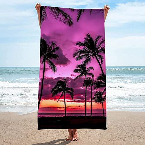 Serviette de Plage XXL Violet Femme Homme Enfant Anti Sable Séchage Rapide Grande Drap de Plage pour Bain, Piscine, Camping