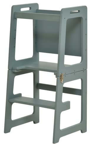 Avenlur Date 4-in-1 Foldable Tower - Toddler Step Stool with Chalkboard, Desk and Chair - Montessori and Waldorf Style Kitchen Stool for Ages 18 Months to 6 Years