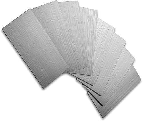 AULIGET 100 metalltunnelbana självhäftande väggplattor, 3 mm silver aluminium självhäftande på kakel, stänkskydd kakelklistermärken för kök och badrum (8 x 15 cm)
