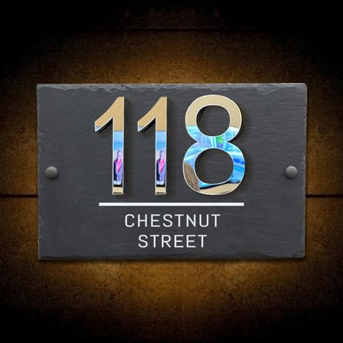 Targa con luce solare personalizzata con taglio laser, cartello per casa, numeri civici solari per esterni, cartello luminoso per casa, cartello moderno per casa e inaugurazione della casa, targa per