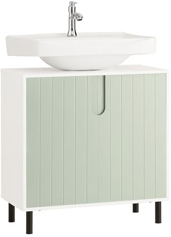 SoBuy Mueble Baño 60 cm Mueble Bajo Lavabo con Estante Ajustable Muebles de Baño Sin Lavabopara Lavabos Pequeños o WC Verde 60x30x60 cm BZR139-GR