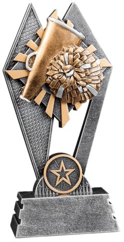 Express Medals 1 Pack of 7 Inch Tall Sun Ray Cheerleading Cheerleader Cheer Trophy Awards Boys Girls Mens Women Youth Team Trophies award tournament champion winner event prize gift SR104