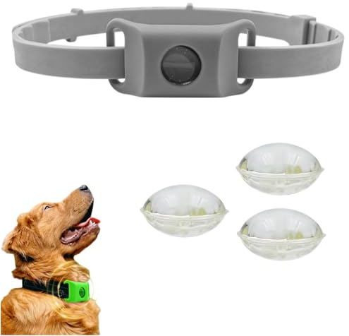 Collare antipulci e zecche per cani, in silicone naturale, impermeabile, regolabile, con 3 capsule antizecche (grigio)