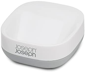 Joseph Joseph Bathroom Slim, Compact, Soap Dish Holder with non-slip base - White/Grey, 2