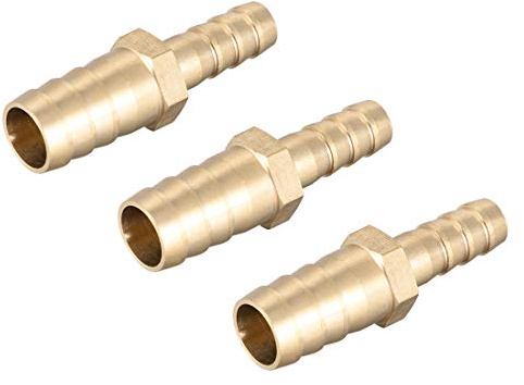 sourcing map Conector Manguera de Lengüeta, Reductor de Latón Recto, Reductor Manguera, Adecuado para Tubería de Diámetro 12mm a 8mm, Adaptador Manguera, 3 Piezas
