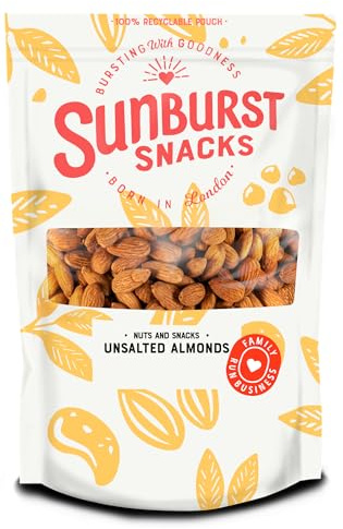 Sunburst Snacks Almonds Unsalted, Dry Roasted, Californian, Nonpareil Grade 1, Non GMO, No Oil, Resealable & Recyclable Pouch, 500g