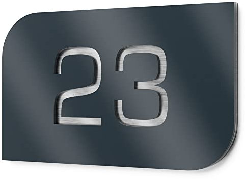Graviers Design Hausnummernschild aus V2A Edelstahl 160x110mm - Anthrazit RAL 7016 - Wetterfest Rostfrei Individuell anpassbar nach eigener Nummer - Made in Germany