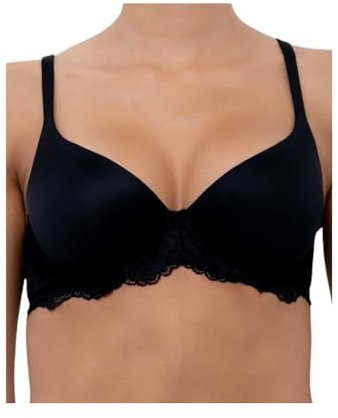 LORMAR 1 Pezzo Reggiseno Mousse Pizzo in Microfibra e Pizzo con Ferretto - Coppa B - C, Nero 3C