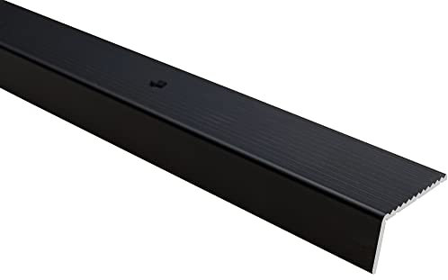 Effector Treppenkantenprofil zum Schrauben, 180 cm, 40x20 mm, Schwarz, Aluminium Bodenübergangsprofil, Übergangsleiste, Treppenschutzprofil, Treppenkantenschutz Aluwinkel Gelocht