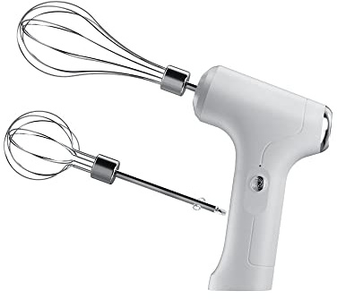 Electric Whisk, Portable Handheld Electric Mixer, USB Rechargeable Handheld Egg Beaters for Whipping, Mixing, Pudding (White)