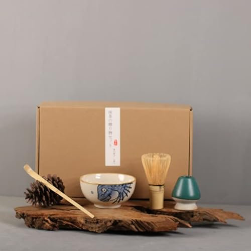 VITAU Set da 6 Pezzi Matcha Set Regalo Tradizionale Matcha Matcha Frusta Scoop Ciotola Matcha in Ceramica Porta Frusta Set da tè Giapponesi