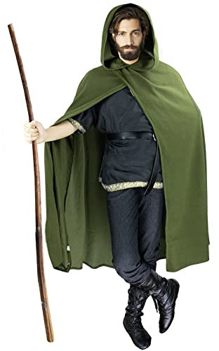 FSUJWOA Grüner Renaissance Kapuzenumhang mittelalter kleidung herren Hexenmantel mit Kapuze umhang