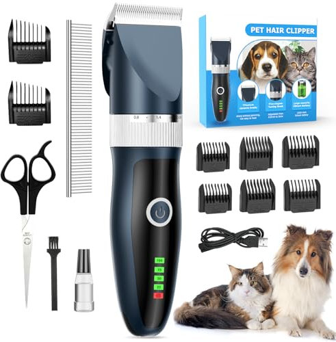 ETROBOT Leise Hundeschermaschine Set, Profi Schermaschine Hund Katze,langhaar katzenrasierer für langhaarkatzen,IPX7 Wasserdichtes Elektrische Hundetrimmer für dicke Tierhaare