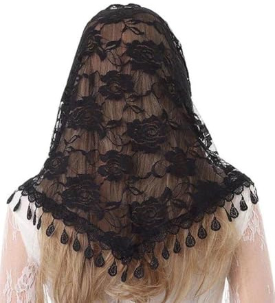 KGDUYC 1 Pieza Velo de encaje Triángulo Tocado Iglesia Bufanda Bordado Tocado Grace Velo de novia Elegante Tul Flor Decoración del cabello Adecuado para la fiesta de cumpleaños de la boda de disfraces