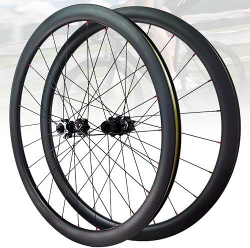HZXQCVB 700C Rennrad-Laufradsatz Carbon-Faser-Felgen 38/50mm Höhe Schnellspanner Scheibenbremse 24H Straight Pull Nabe Für 7-12 Gang Kassette(38MM)