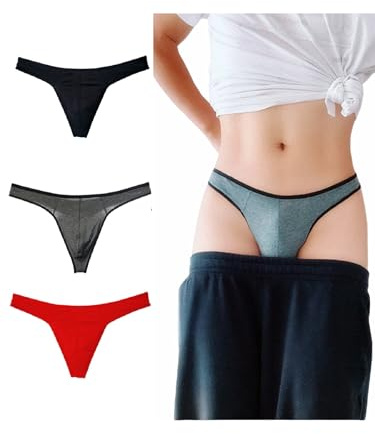 KUKUMOOD Perizoma Sportivo da Uomo in Cotone con Retro a T Sexy Classico Nero/Rosso/Grigio, Confezione da 3 (M)