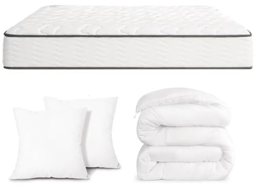 Luxirest Matelas 140x200,Ensemble Matelas et Couette et Oreiller,Matelas 2 Personne 15cm Épaisseur