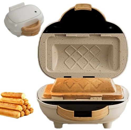 Corn Dog Maker, 500W Mini Hot Dog Cheese Fromage bâton Press Iron avec glaçage en céramique Plaques de revêtement antiadhésives, Machine à Petit-déjeuner électrique Multifonctionnel