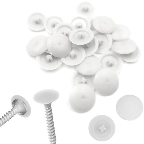 White Screw Caps Covers 12mm, 200pcs Plastic Screw Cover Caps for Screws Cross Head Covers Cap for Furniture Wardrobe Cabinet