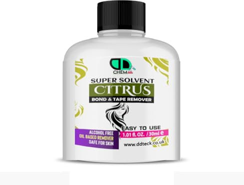 Citrus Super Solvent Bond & Tape Remover, Hair Extensions Remover Easy to Use Adhesive Tape Remover Wig Glue Dissolvent Gentle on skin best multipurpose remover Alcohol free (30ml)