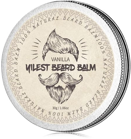 Bálsamo para barba con aroma a madera de sándalo, cera para barba, estiliza, fortalece y suaviza las barbas y los bigotes, regalos para hombres (VANILLA)