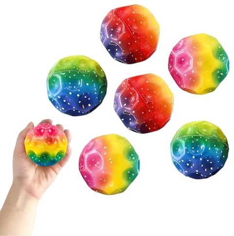 Lumive 6 pezzi Spaceballs Flummis per bambini, Super High Bouncing Palline in gomma colorate per interni ed esterni, Moon Balls per divertimento e antistress, adatto anche per adulti