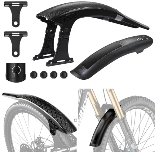 HOVCEH Juego de guardabarros para bicicleta de montaña, 24-29 pulgadas, guardabarros para parte delantera y trasera, diseño desmontable, montaje sin agujeros, diseño desmontable