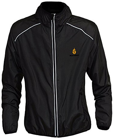 WOSAWE Uomo Giacca da Ciclismo Leggera Traspirante Abbigliamento da Equitazione Maniche Lunghe Corsa Sport Giacca Sportiva(BC220 Nero XL)