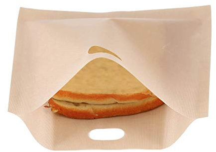 Bolsa reutilizable antiadherente para tostadora con revestimiento de fibra de vidrio para microondas, tostadora, pan, sándwich (16 x 18 cm)