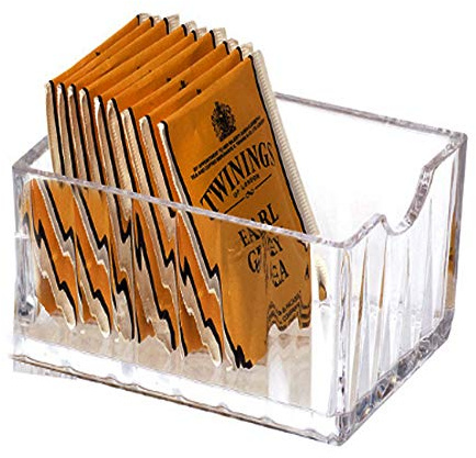 Yakri Acrylic Tea Bags Caddy Organizer, Chest Box, Holder for Coffee Bags, Small Packets, Sweeteners, 11x6.5x6.5cm, 1 Divided Section, YTBH-8330