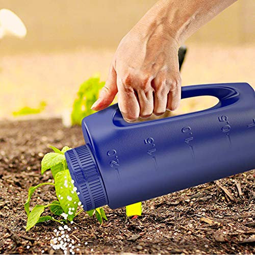 Gcroet Épandeur à Main avec réglable Taille du Trou Pratique pour Engrais à Gazon Graine Grit sel gemme pour dégivrer insectifuge et Plus Robuste - Livré avec Un Couvercle de Rechange Blue Grass