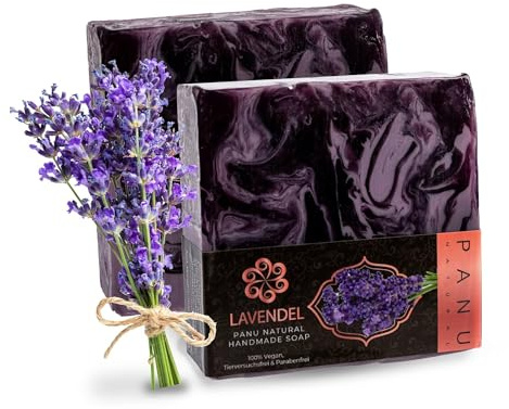 Panu Seifen Lavendel - Vegane Duschseife für alle Hauttypen - Naturseife als festes Duschgel und festes Shampoo - Premium Soap Bar - Natürlicher Duschbrocken als festes Duschgel