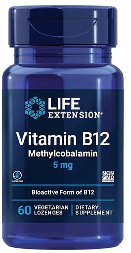 Life Extension, Methylcobalamin (Vitamina B12), Depot, Ogni 10 Giorni 1 Compressa, 5000mcg, 60 Pastiglie vegane, Testato in Laboratorio, Senza Glutine, Vegetariano, Senza Soia, Non OGM
