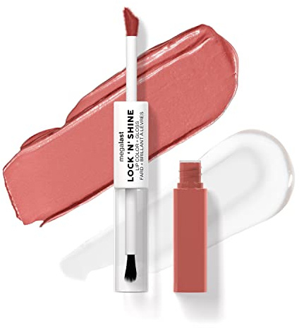 Wet n Wild Megalast Lock n' Shine, Dual-Ended Lip Color and Clear Gloss, Vitamin E and Jojoba Oil Enriched Formula, Nude Illusion Shade