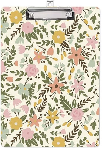 CRASPIRE Acryl-Klemmbrett, A4, Blumen-Schreibtafel Mit Edelstahl-Clip, Rechteckiges Pflanzen-Schreibgerät, Dekorative Klemmbretter, Formularhalter Für Bürobedarf, Schule, Studenten, Klemmbrett-Ordner