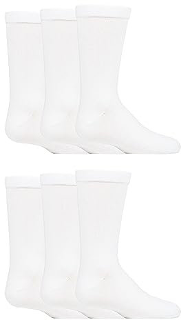 SockShop Kids Bamboo School Socks - Boys Girls Plain Striped Breathable, Soft, Cooling Socks Comfort Cuff Smooth Toe Seams 6 Pairs White 9-12 Kids (4-7 Years)