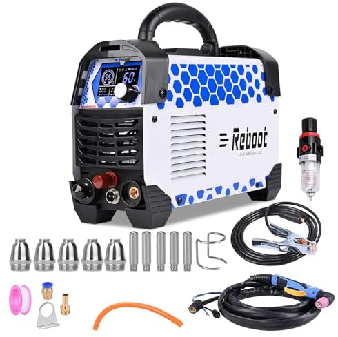 Reboot Plasma Cutter Non-Touch Pilot Arc 240V 60Amp Plasma Cutting Machine,High-Quality Consumable Set and Large Digital Display Easy Cut Upgrade RBC6000L
