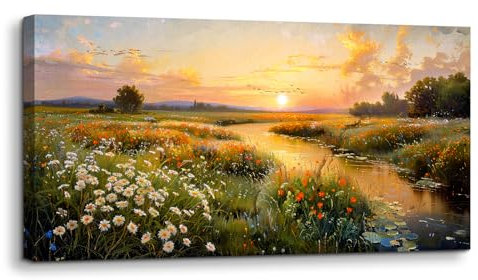 hyidecorart Quadri Moderni Soggiorno Grandi 50x100 cm, Quadro Camera da Letto Su Tela, Stampe da Parete Tramonto Nella Palude, Decorazioni Parete Sala Da Pranzo Bagno Ufficio Cucina