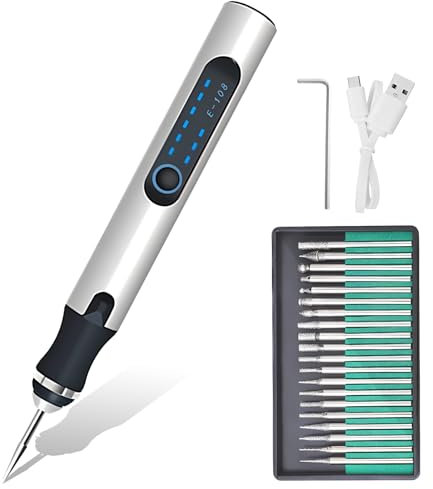 Jinlaili Elektrische Gravierstift, USB Wiederaufladierbar Gravur Werkzeug, Tragbare Gravurwerkzeug, Mini Bohrmaschine, für Schmuck Glas Holz Kunststoff Metall Stein Leiterplatte Leder